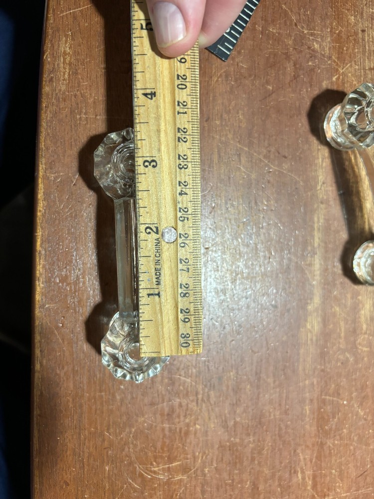 6 Vintage Glass Clear Cabinet Kitchen Pull Handles