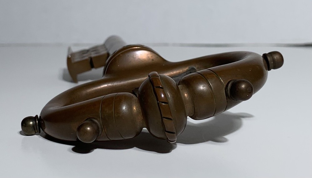 FINE Antique LARGE BRONZE KEY Figural CORKSCREW SIGNED