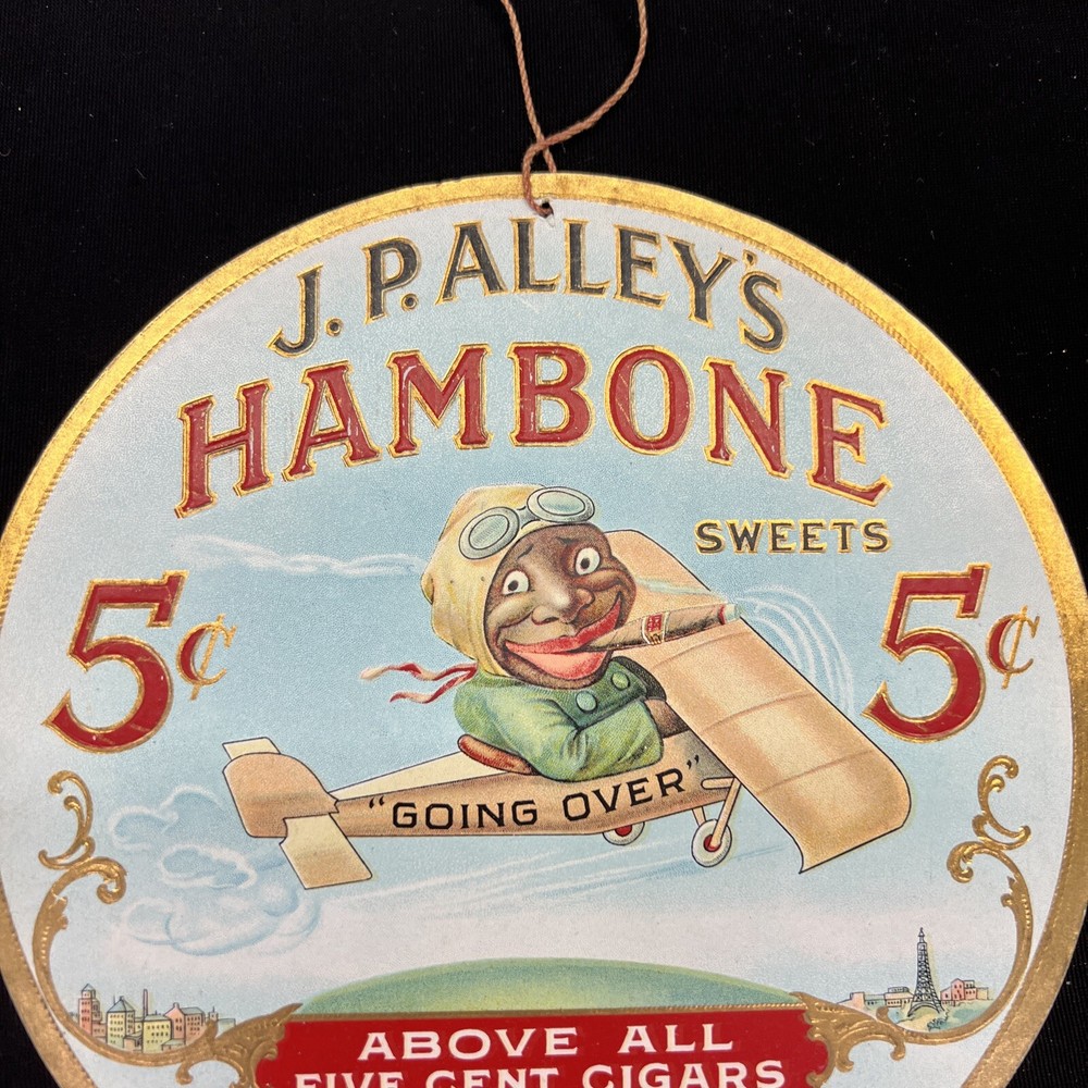 Authentic Antique Late 1920’s “Hambone Sweets” 5 Cent Cigar Cardboard Fan Pull