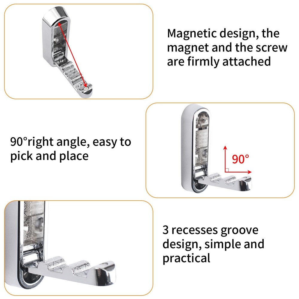 2pcs Elliptical Folding Wall Hook, Alloy Folding Invisible Hooks Non-Slip Hea...