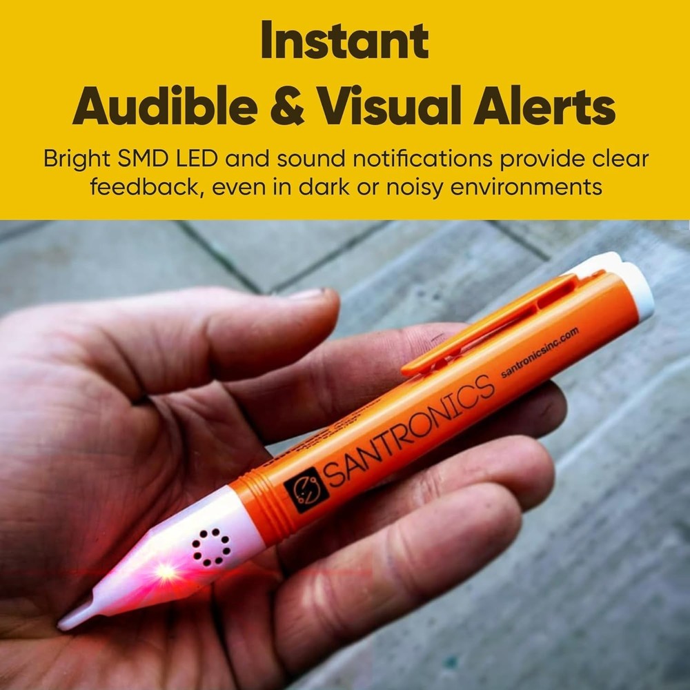 High-Intensity AC Voltage Tester with Audio/Visual Alerts - Compact & Reliable