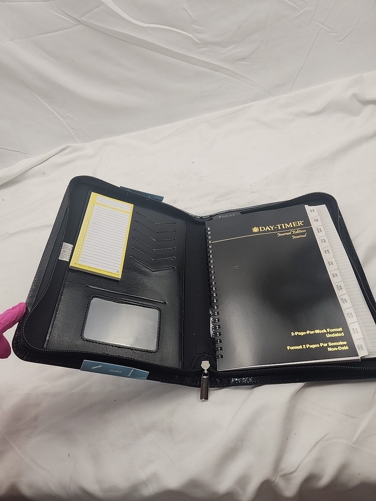 Day-Timer Wire-Bound Leather Organizer System Agenda Black #D68515