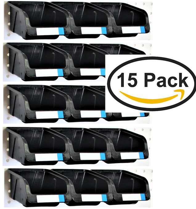 WallPeg Pegboard Bins  - 15 Pc. Kit Hooks to Standard Peg Board Panel Workbench