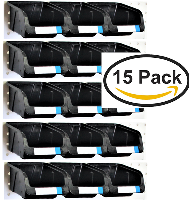 WallPeg Pegboard Bins - 15 Pc. Kit Hooks to Standard Peg Board Panel Workbench