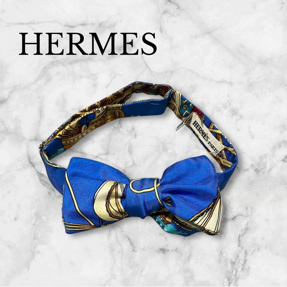 Hermes Blue Bow Tie Scarf Pattern Used