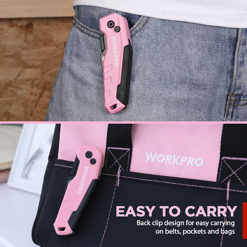 WORKPRO Compact Folding Utility Knife Box Cutter Quick Change Blade w/13PC Blade
