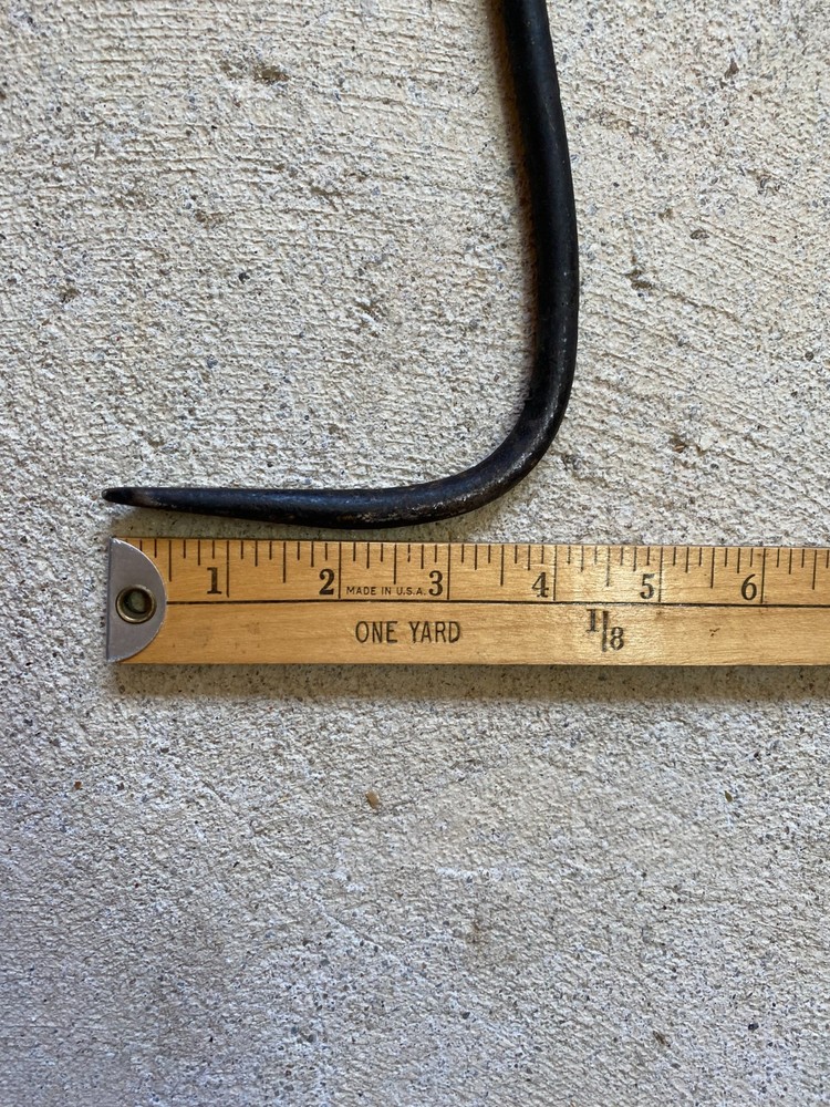 Vtg 20" Long Cast Iron Coil Handle Fire Stove Poker Hook Coil Spring Handle