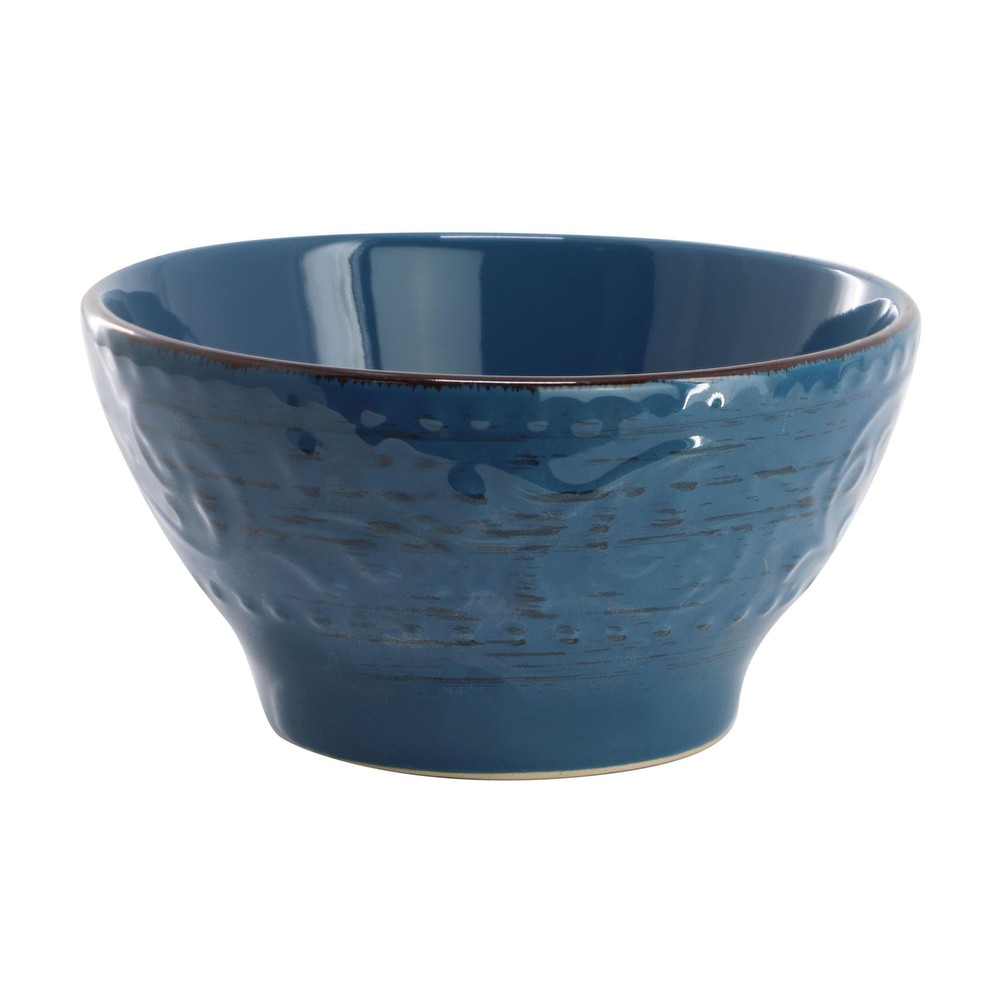 Malibu Deep Ocean-Piece Stoneware Embossed Pattern Reactive Deep Ocean Blue 16