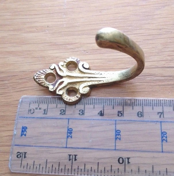 Vintage Solid Brass Coat Hook Art and Crafts