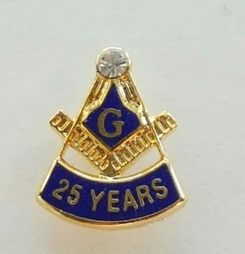 Masonic 25 year service lapel pin Mason