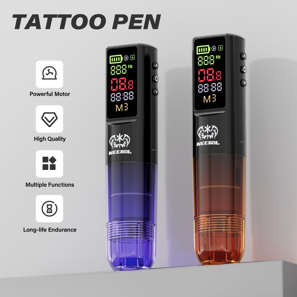 Beginner Tattoo Kit - 1600mAh Lightweight Plastic Pen Machine Full Starter Set