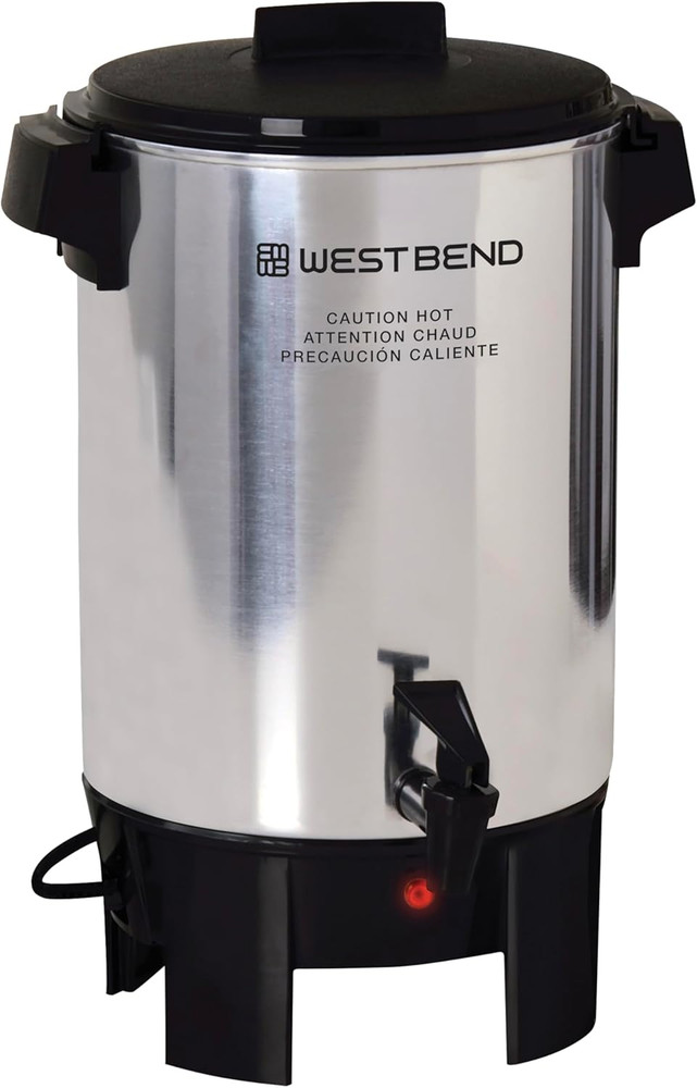 Coffee Urn Highly-Polished Aluminum Features Automatic Temperature Control with