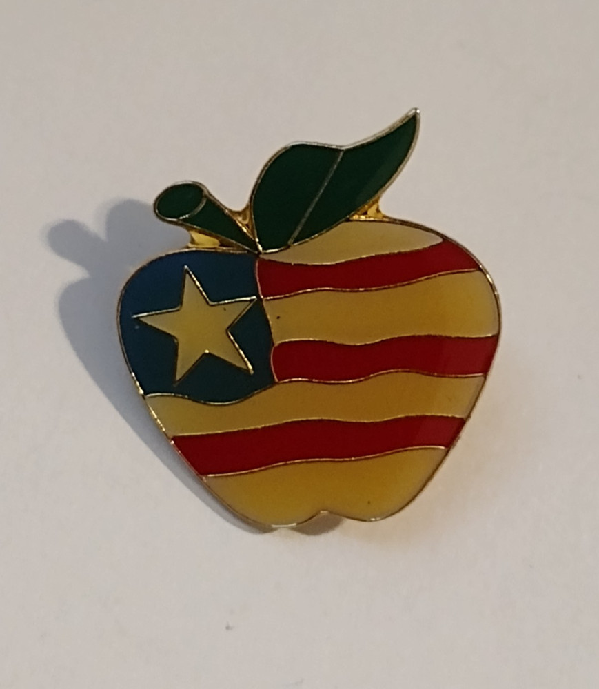Patriotic Apple Lapel Pin
