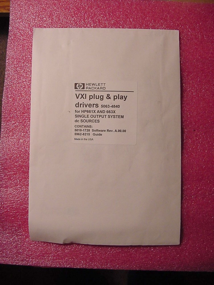 HP Hewlett Packard VXI Plug & Play Drivers for Single Output System DC Sources