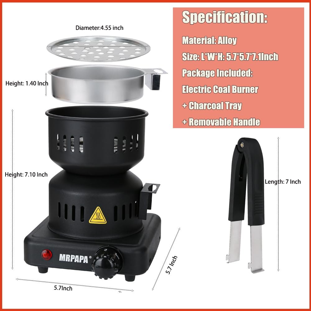 Electric Charcoal Starter set High Temp Fire Lighter for Grill Black