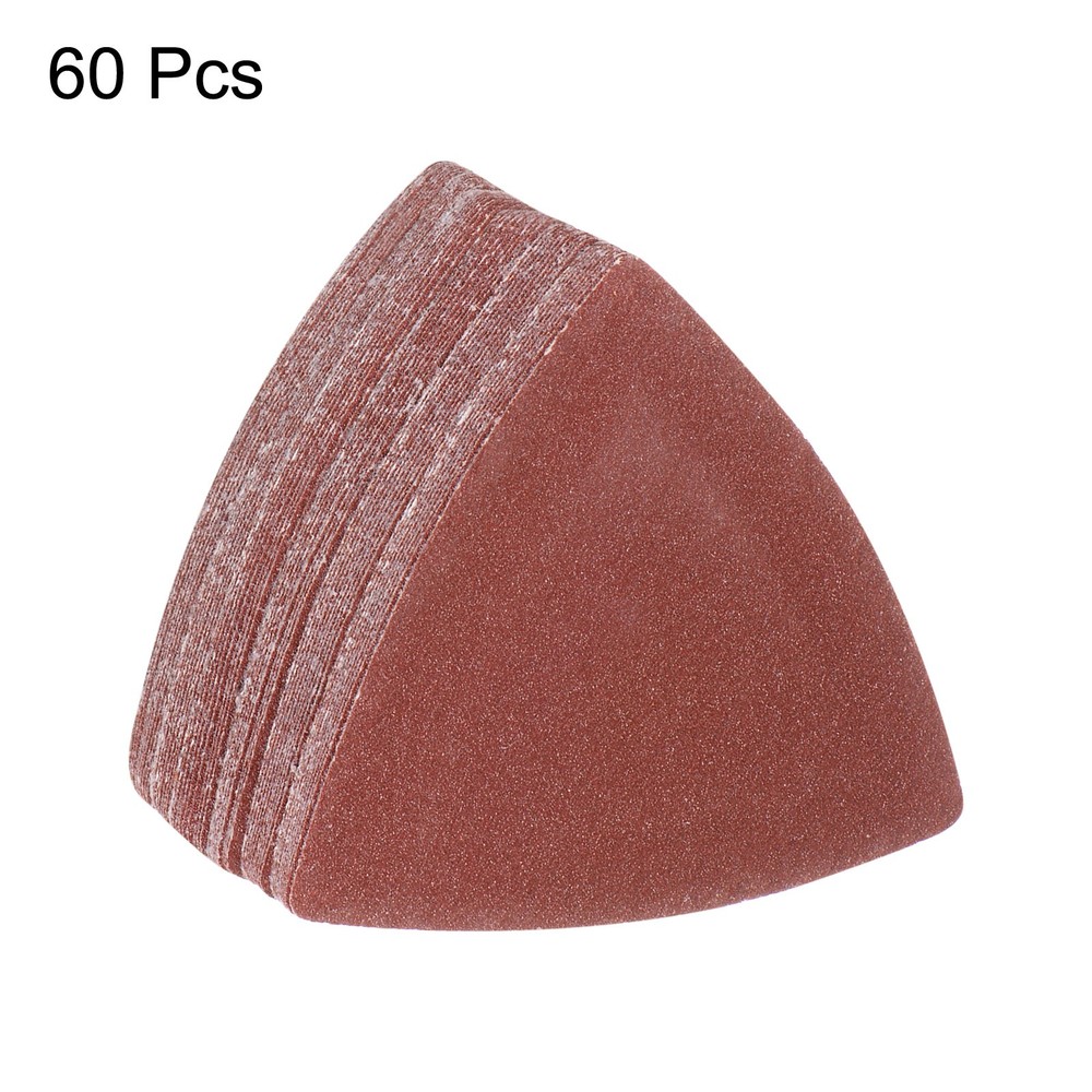 60pcs 120 Grits 80mm Aluminum Oxide Triangular Hook & Loop Sandpapers Pads
