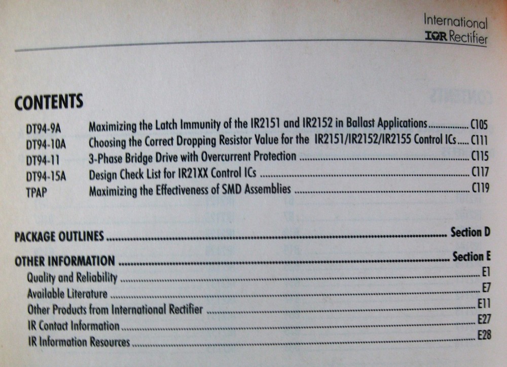 Control Integrated Circuits Designers Manual International Rectifier Electronics