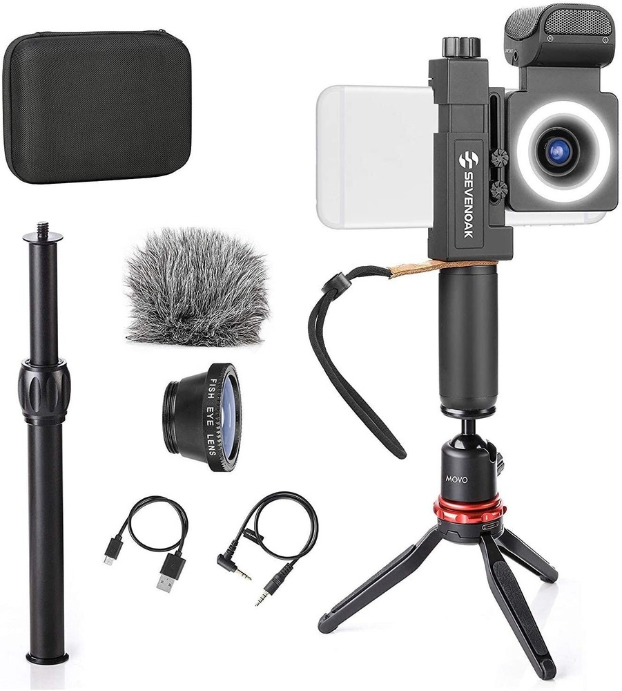 Movo SmartCine Smartphone Video Kit Tripod Bundle Grip Rig Microphone Light Lens