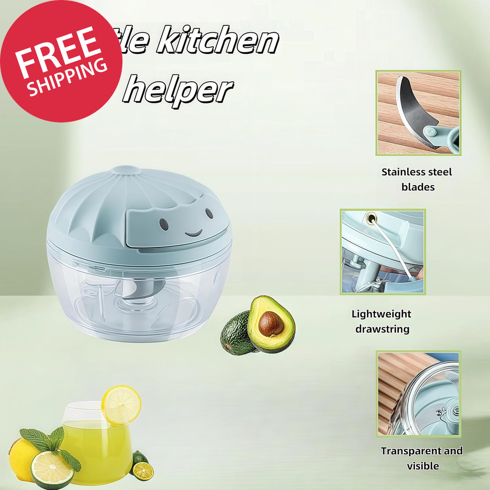 Mini Manual Food Processor Vegetable Chopper Hand Pull String Garlic Onion