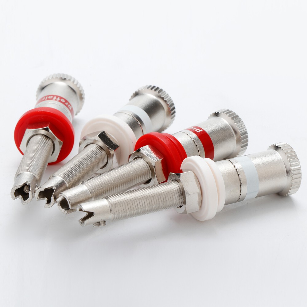 8pcs HIFI Binding Post Rhodium Plating Long Thread Terminal Speaker Plug Adapter