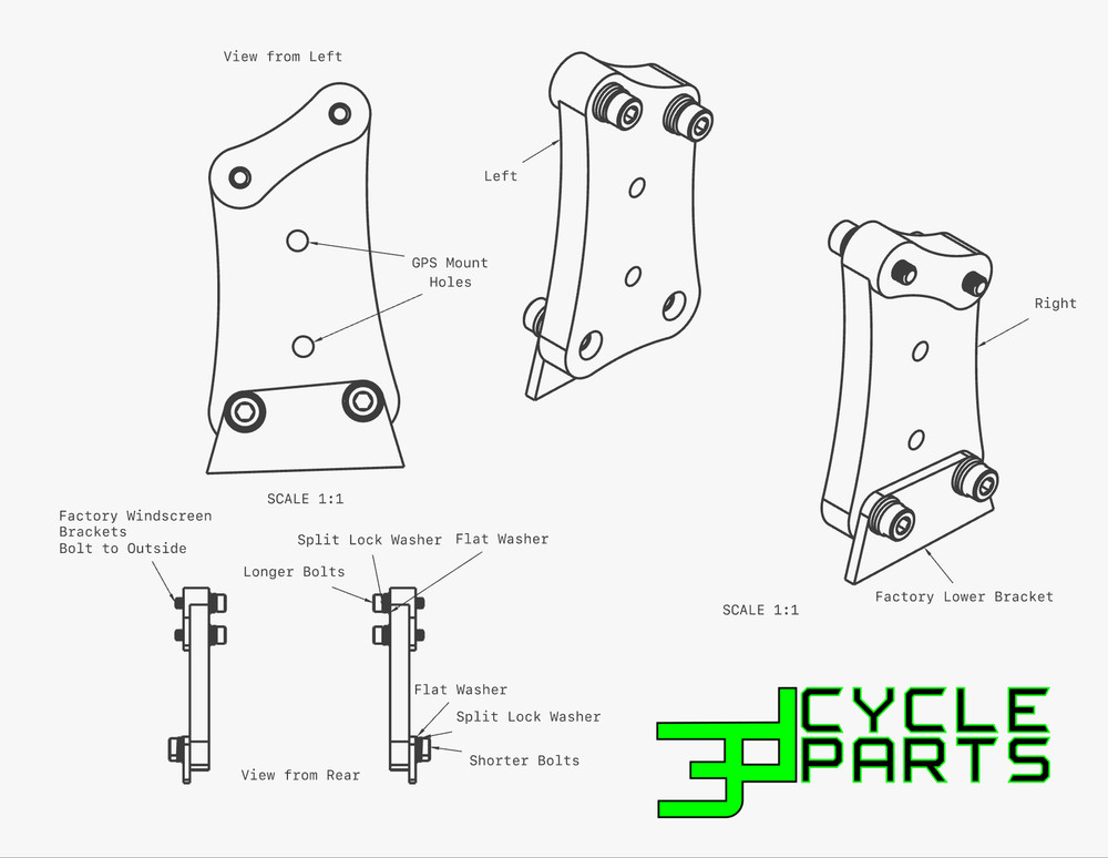 2022+ KLR650 Windshield / Windscreen Risers