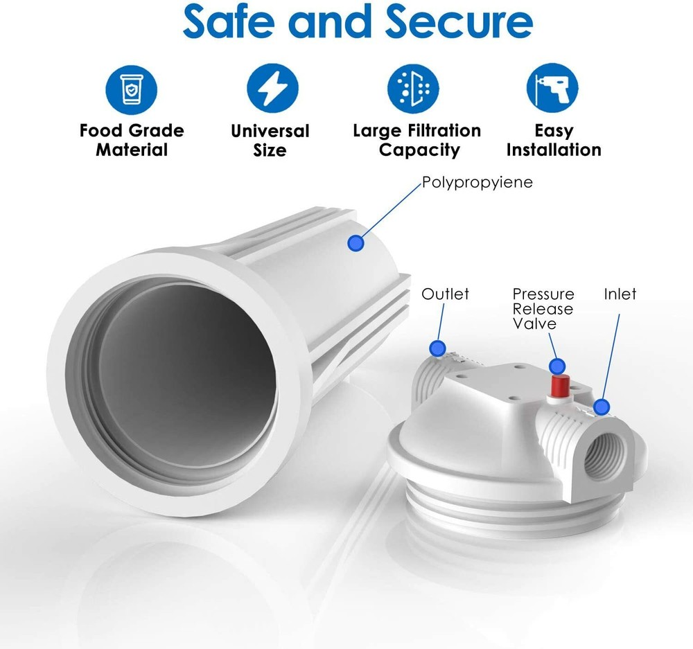 10 Inch Whole House Water Filter Housing System 10" x 2.5" PP Sediment Cartridge
