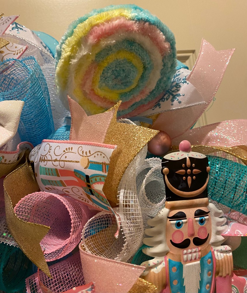 Nutcracker Christmas wreath,Nutcracker Christmas decor,Christmas Candy wreath