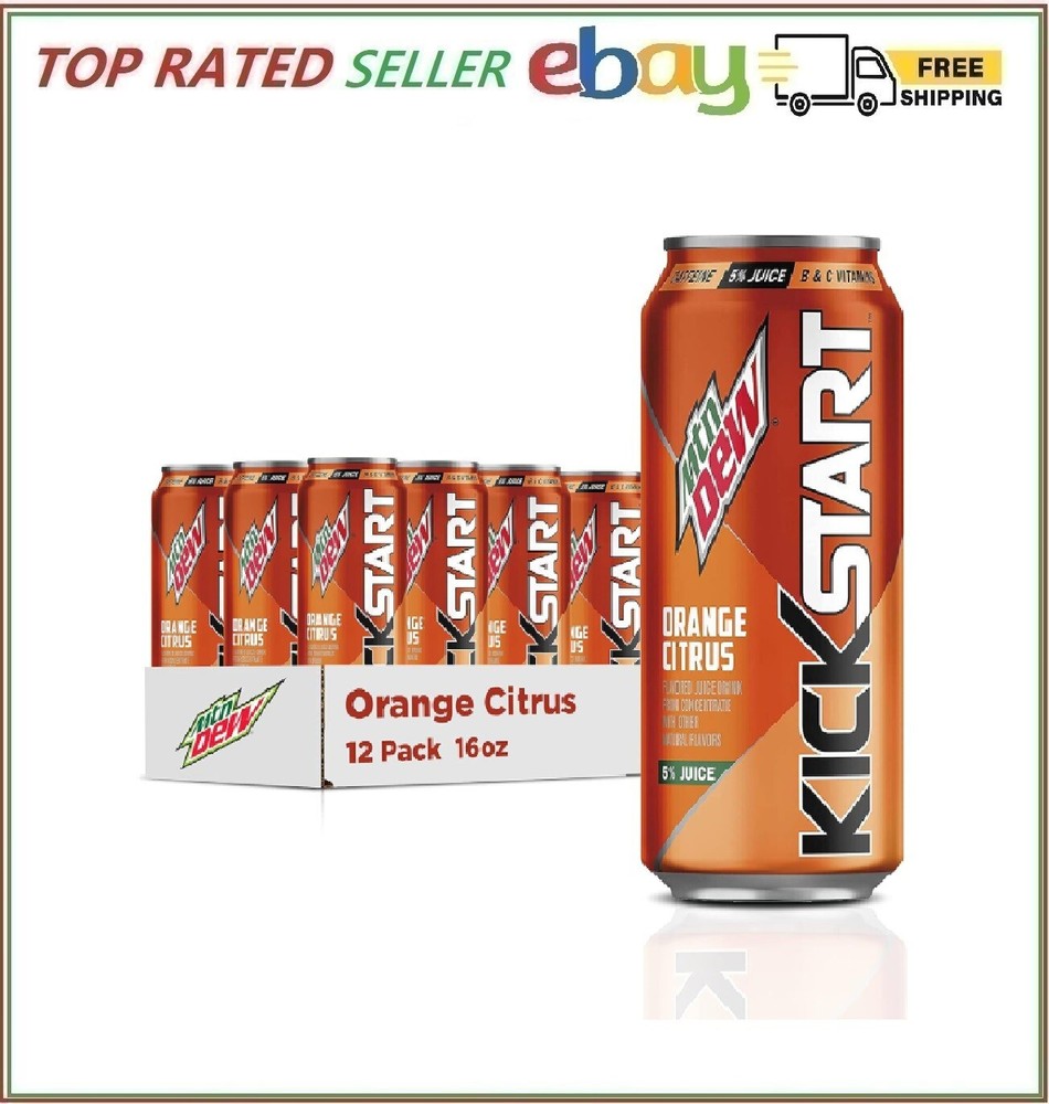 Mountain Dew Kickstart, Orange Citrus, 92mg Caffeine, Vitamins B & C, 80