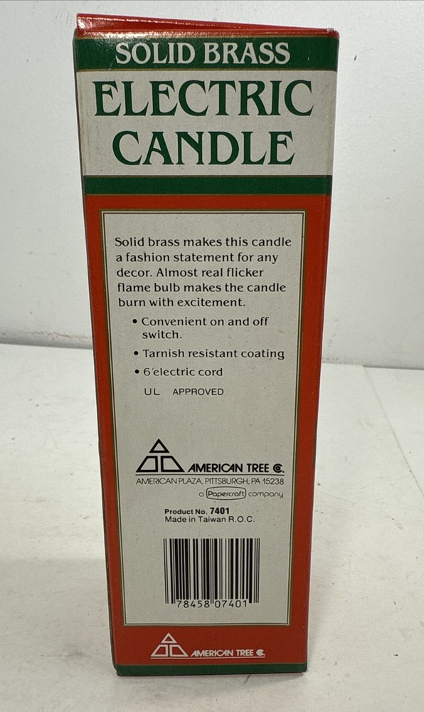 Vintage American Tree Solid Brass Electric Candle w/ Flicker Bulb