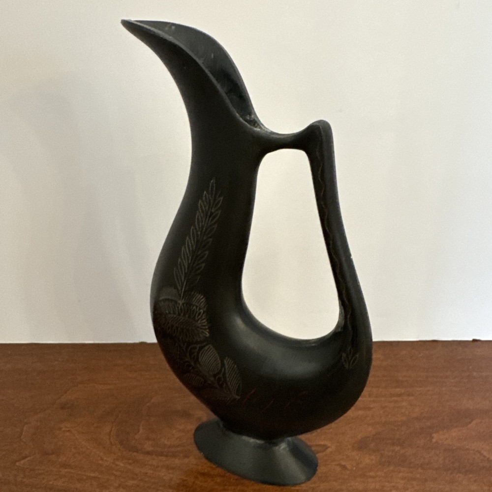 Bidri work Flower vase  Jug with silver embossing