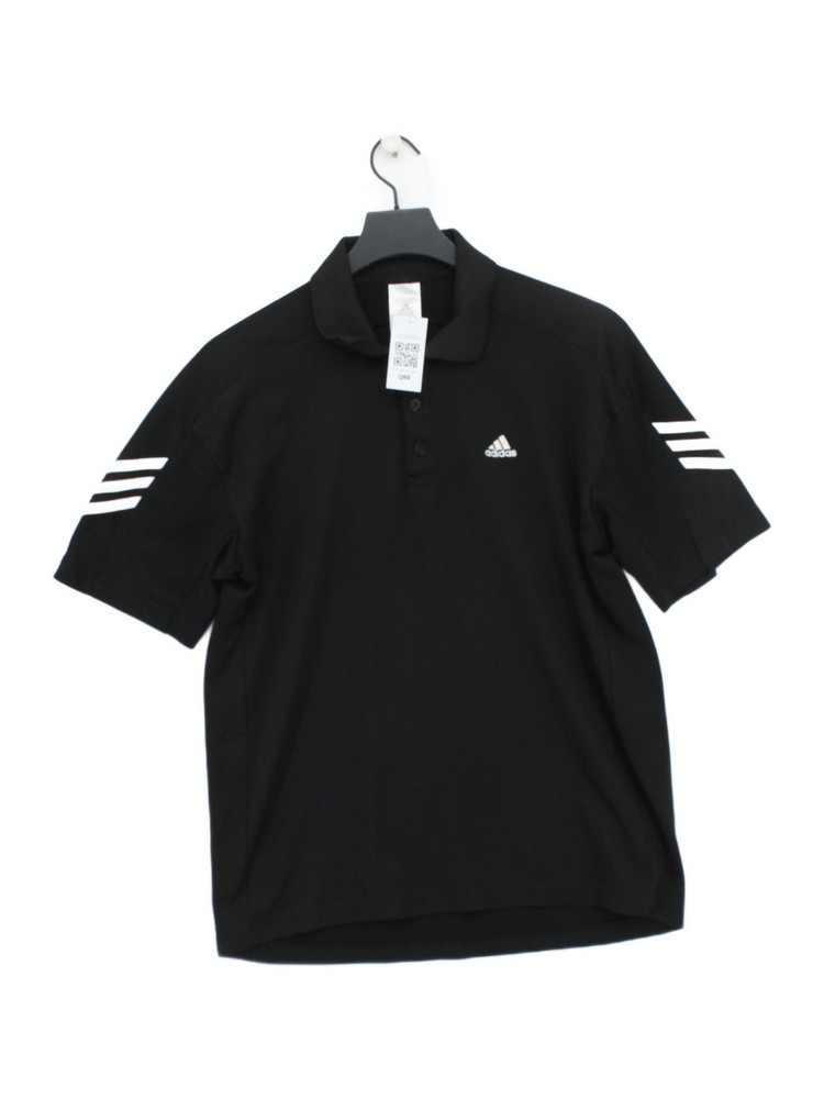 Adidas Men's Polo M Black 100% Polyester Collared Basic