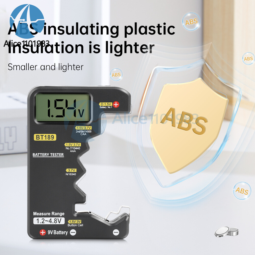 Digital Battery Tester Checker Electricity Indicator Universal AA, AAA 9V Button