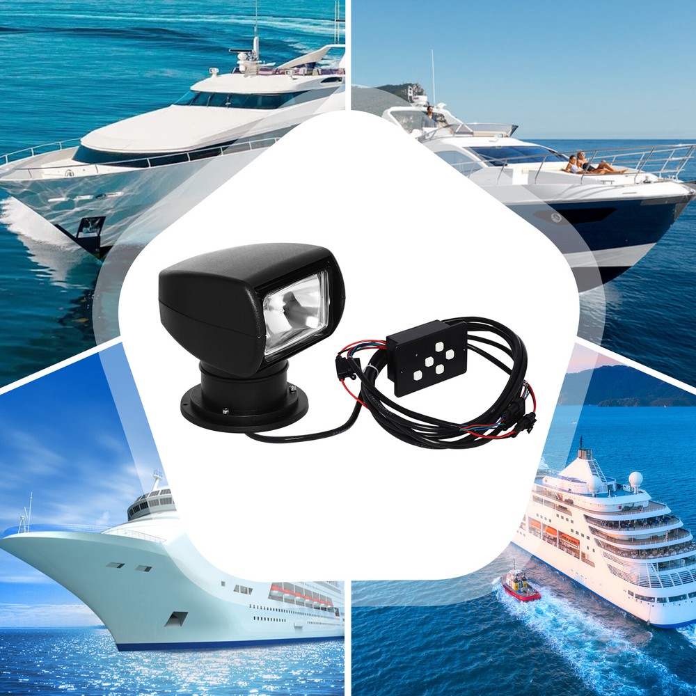 100W Wireless Spotlight Remote Control Marine Boat Car Truck Halogen Searchlight