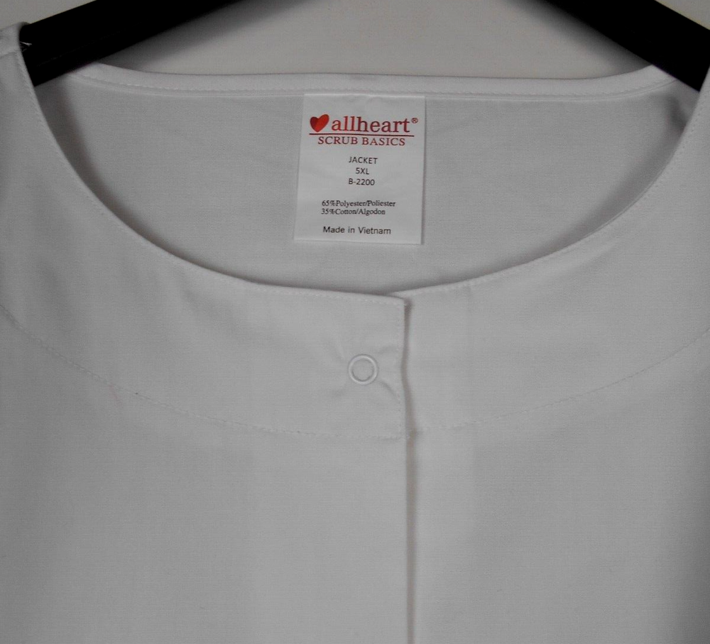 ALL HEART WHITE button-down Lab Coat 5XL NO COLLAR