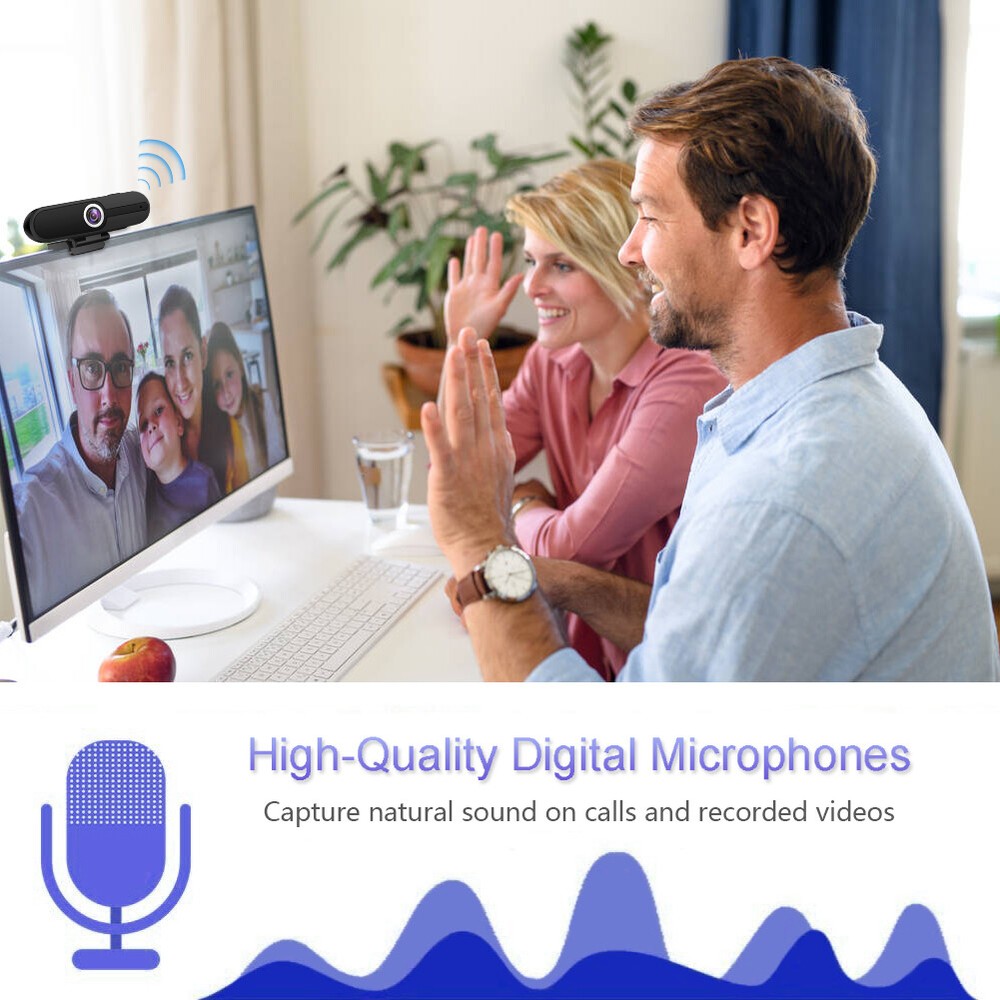 4K Ultra HD USB Webcam, Pro Streaming Web Camera with Microphone & Privacy Cover