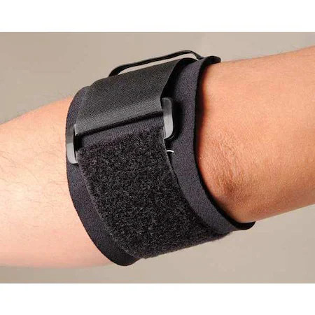 Elbow Support, Neoprene, Nylon, Single Strap, Black, Size M, 6T569