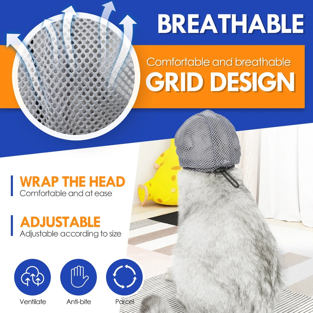 Cat Muzzle for Grooming, Adjustable Transparent Anti-Bite Cat Mask for Nail