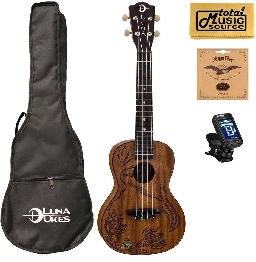 Luna Guitars Ukulele Coral W/Strings, Tuner & PC