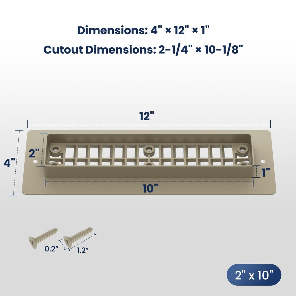 Safoner Aluminum RV Floor Register for 2"x10" Vent with Removable Pet-safe Cover