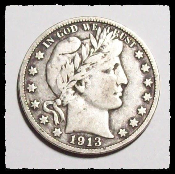 1913-S BARBER HALF DOLLAR  Nice ORIGINAL UNCLEANED  Solid VF  #14D24