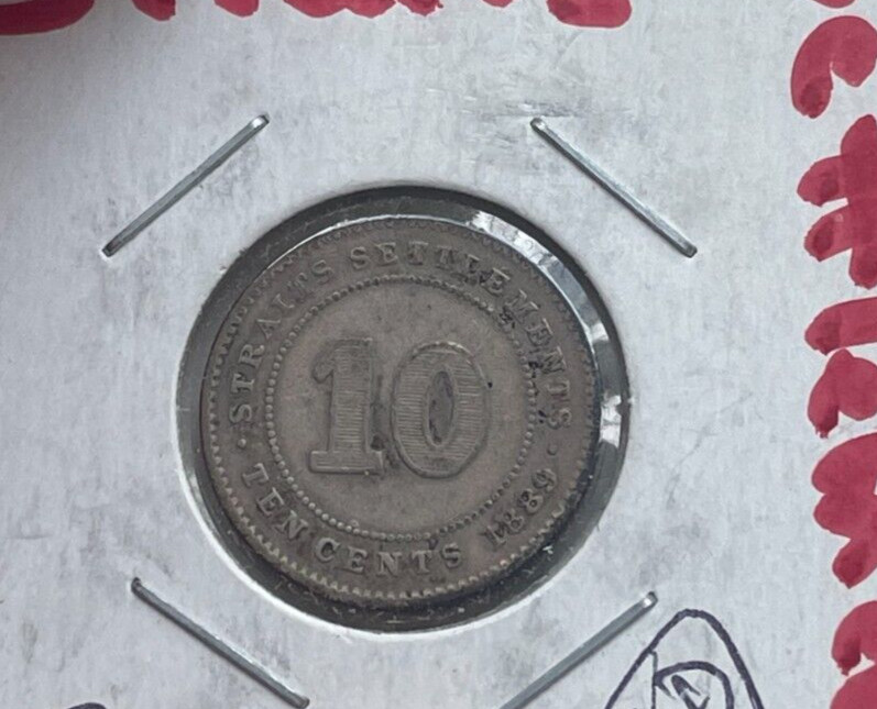 1889 Straits Settlements 10 Cents  bg