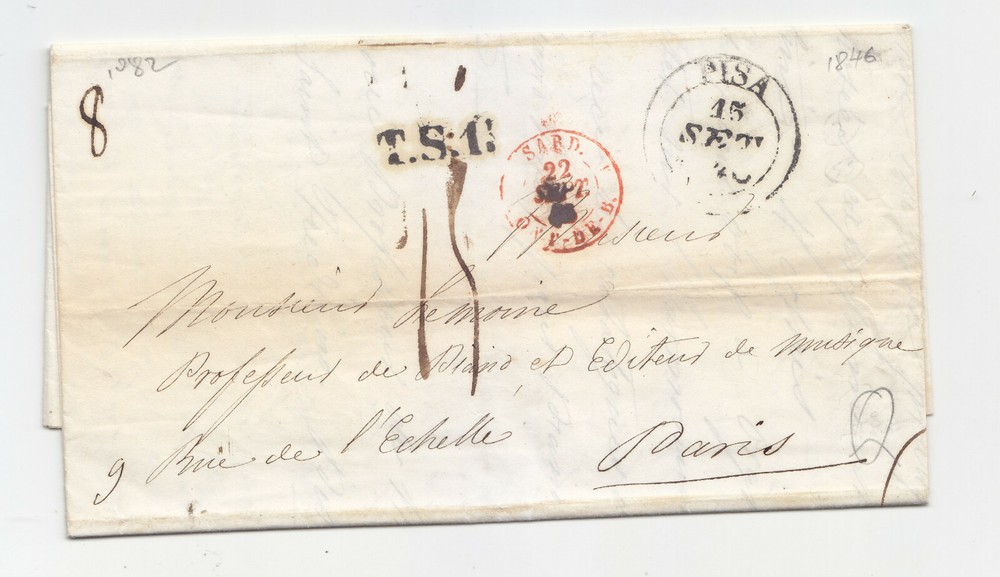 GG251-Incoming Mail-Pref. Pisa/Paris