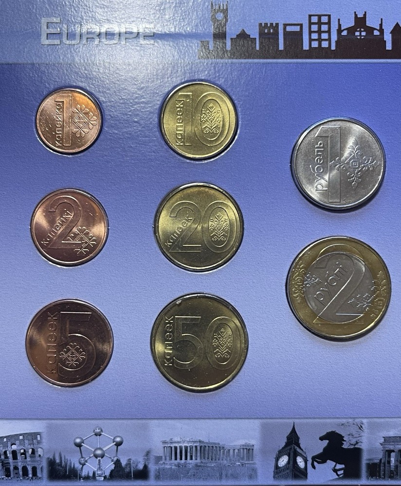 BELARUS SERIES 8 COINS FDC IN FOLDER 🇧🇾