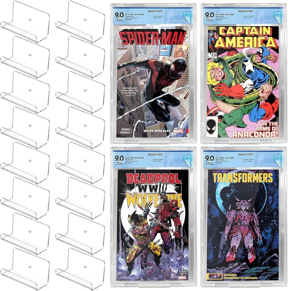 16 Transparent Floating Comic Book Display Stands Book Display Frames.