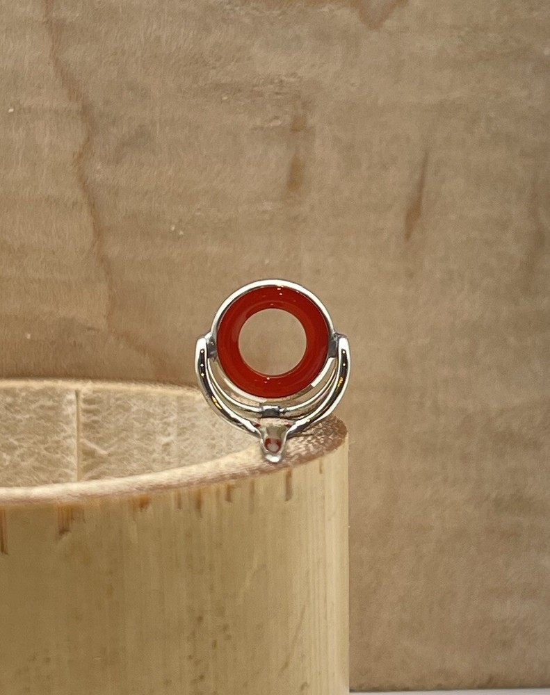 9mm Red Agate Fly Rod Stripping Guide / Bright Nickel Silver Frame