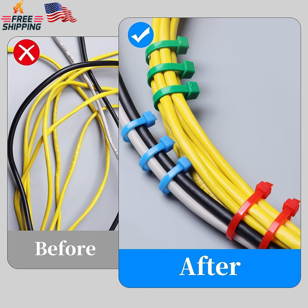 1200 Pieces Zip Ties, Multi-Purpose Assorted Colored Self-Locking Nylon Cable Zi
