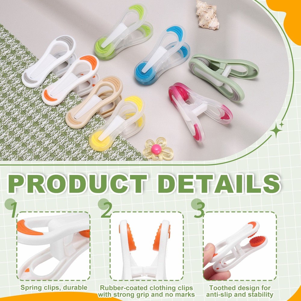 20 Pack Plastic Clothespins, Laundry Clips Spring Clothespins, Orange
