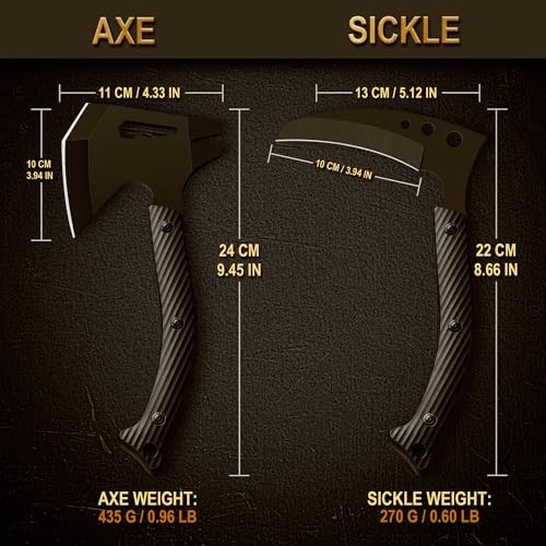 Tactical Axe Sickle Set, Survival Axe, Sharp Tomahawk with Sheath, Portable