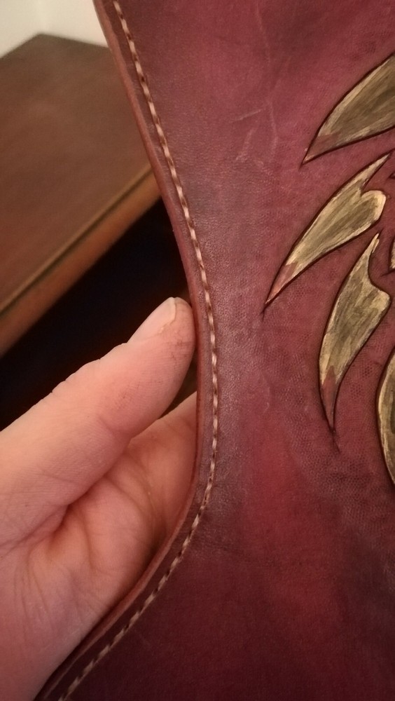 Handmade Dragon Engraved Leather Headlight. Archery.