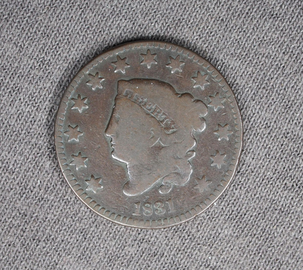 1831 Coronet Matron Head Large Cent Medium letters US mint copper 1c
